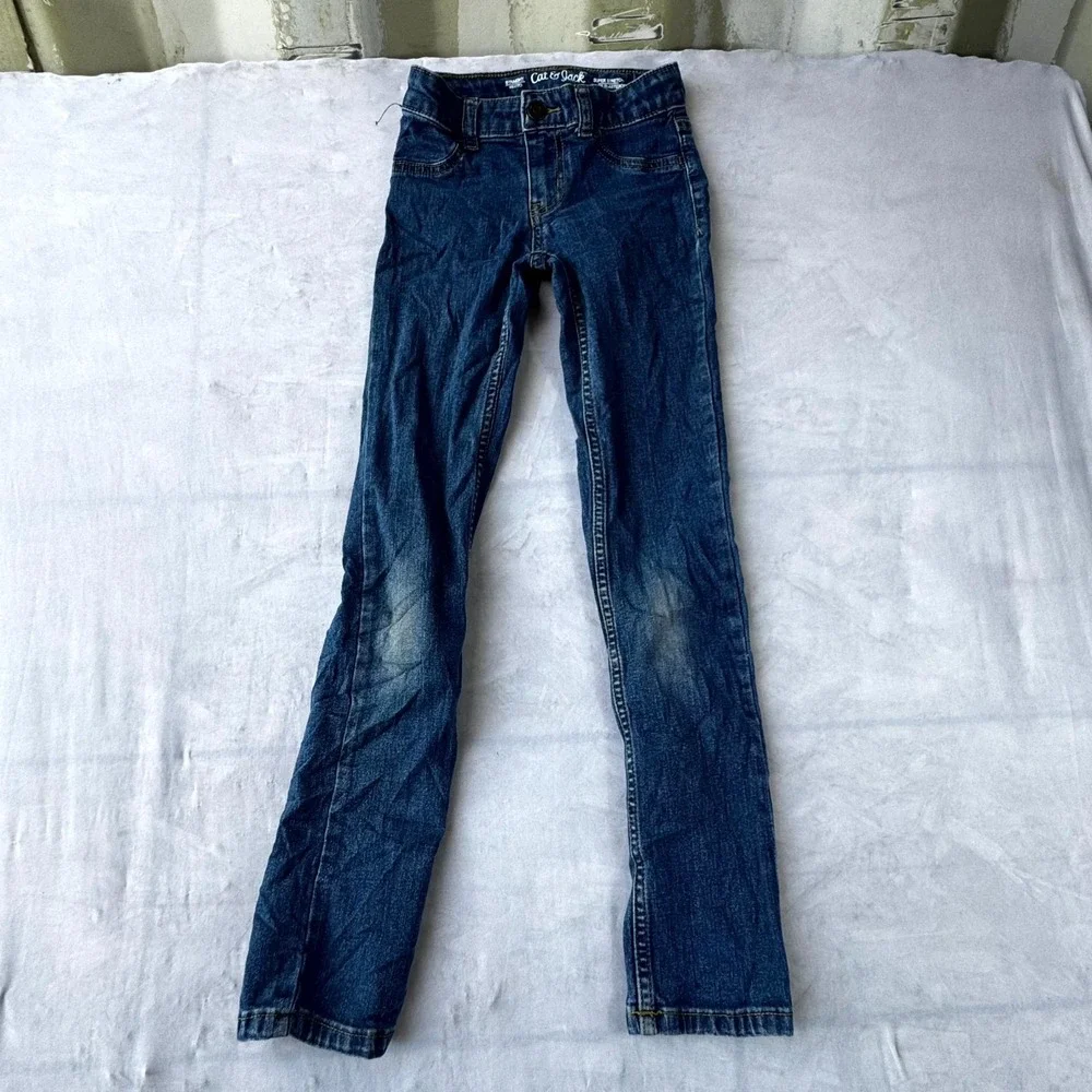 Cat & Jack Straight Jeans Boys 8 Blue Denim Medium Wash Super Stretch Streetwear